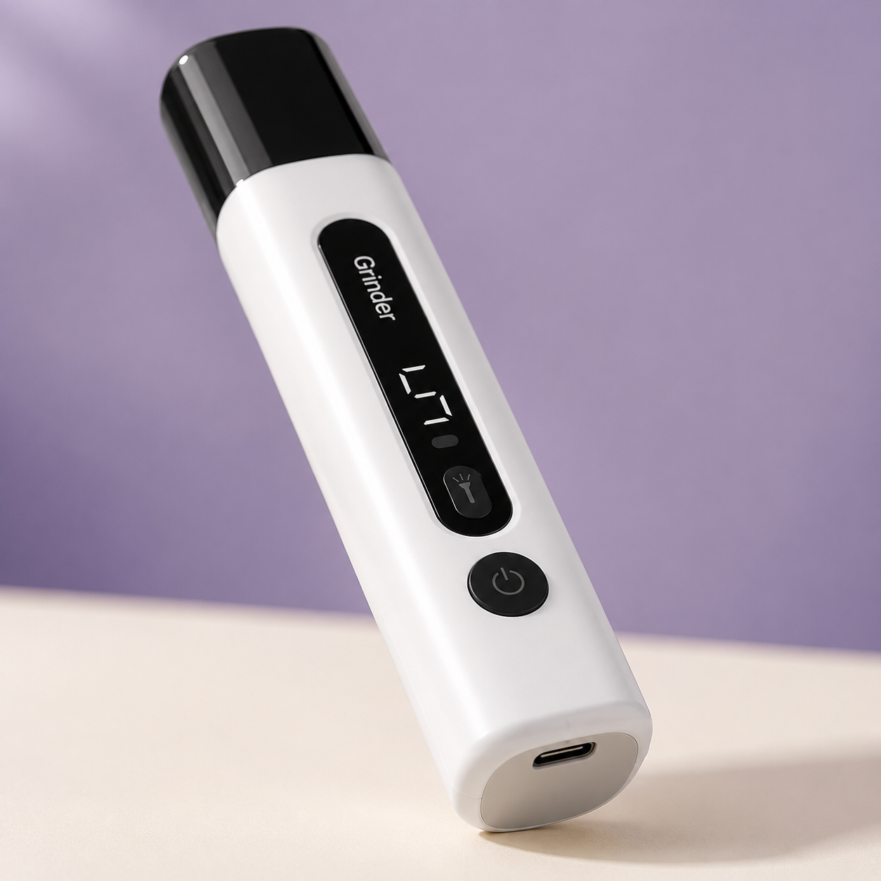 The Hush Grinder USB-C port and controls