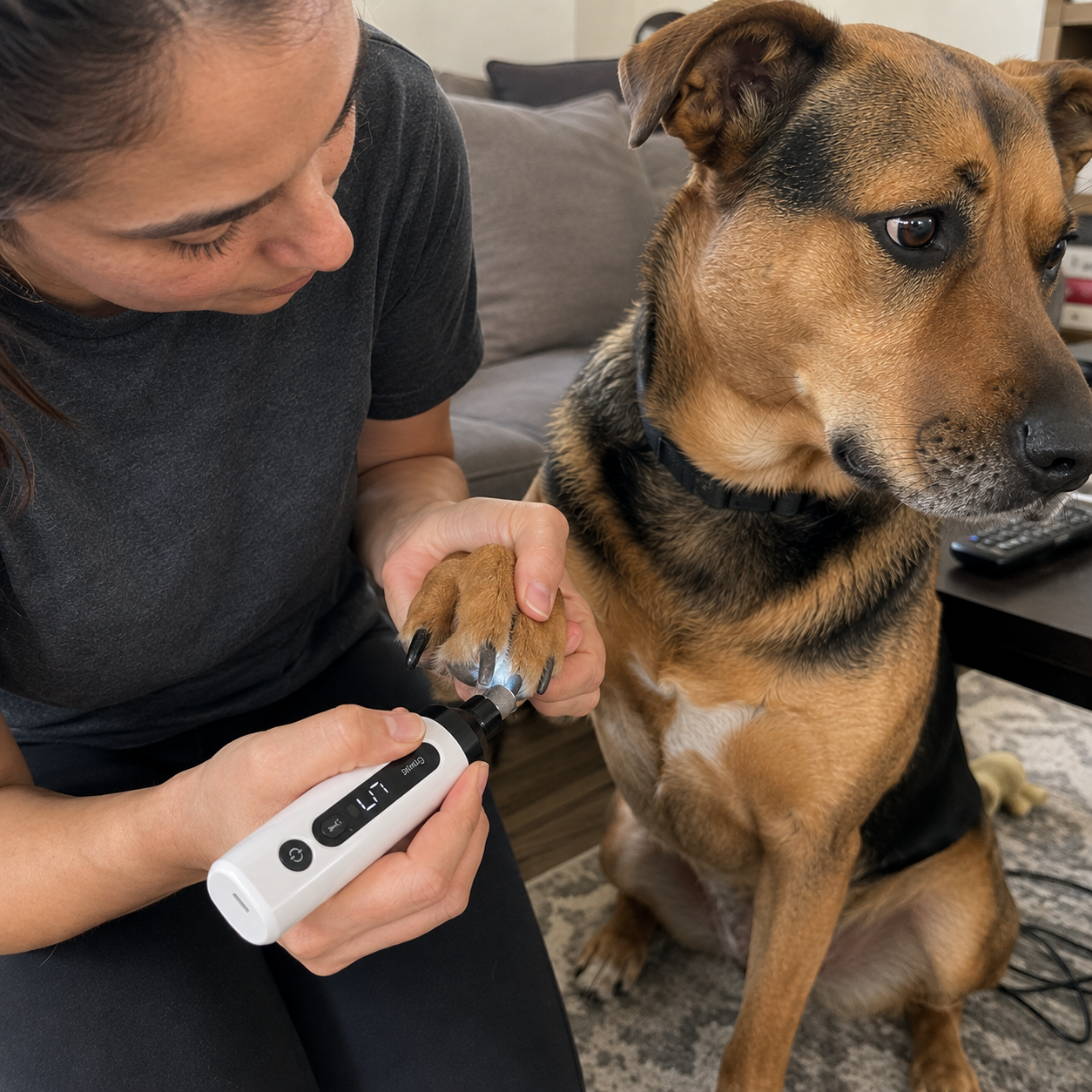 Hush Nail Grinder working on a dog's nail