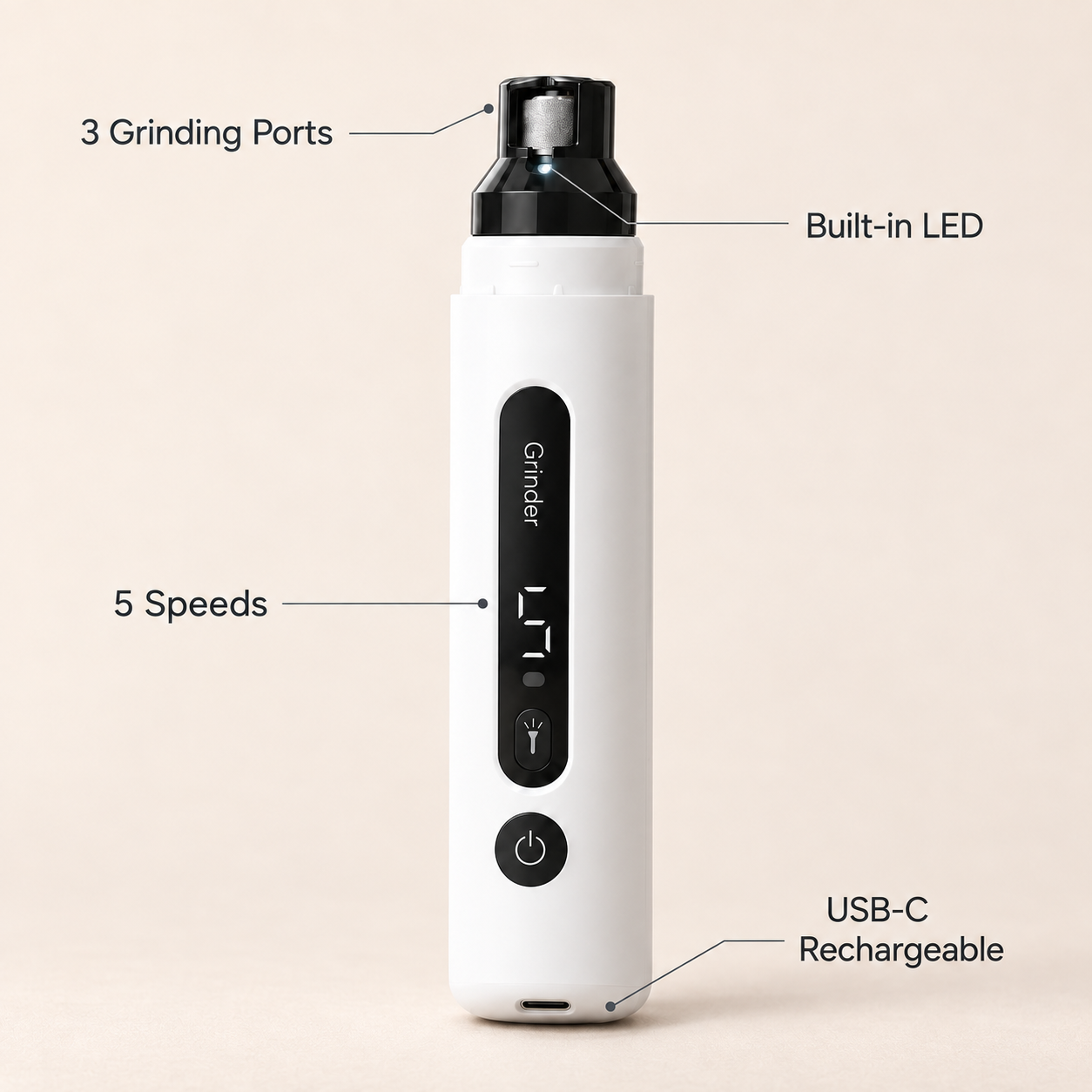 Hush Nail Grinder feature diagram